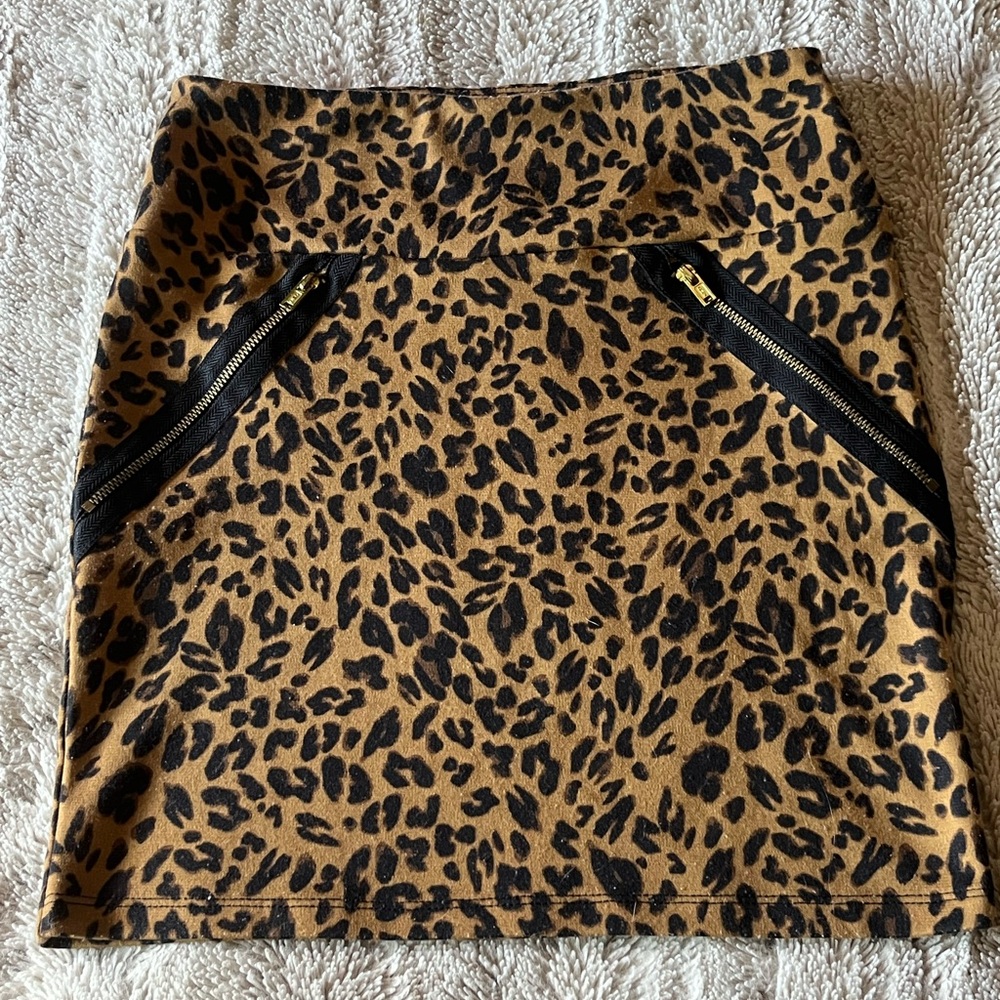 Xhilaration Leopard Print Brown and Black Mini Pencil Skirt